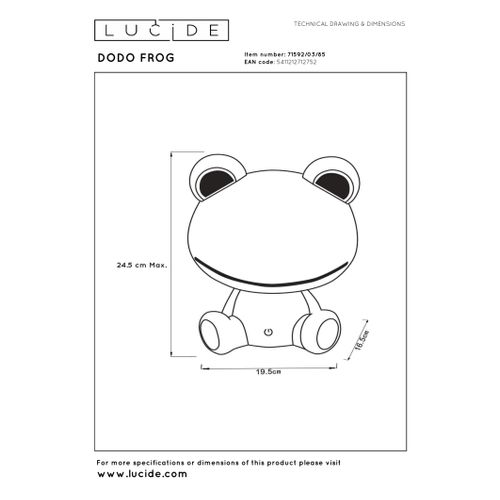 Dodo Frog Lampe De Table - Vert - LED Intégré