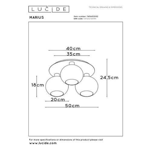 Marius Plafonnier - Or Mat / Laiton - 3xe27