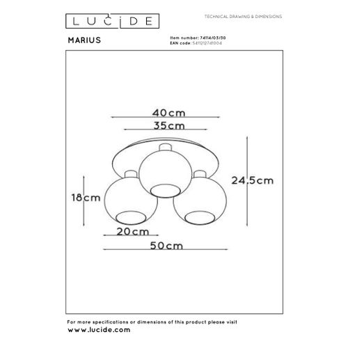 Marius Plafonnier - Noir - 3xe27