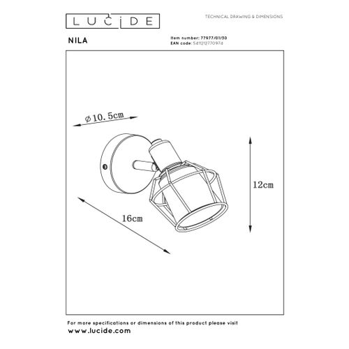 Nila Spot Plafond - Noir - 1xe14