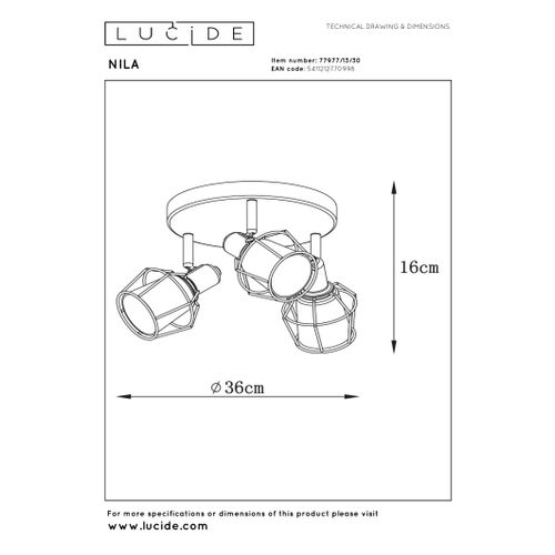 Nila Spot Plafond - Noir - 3xe14