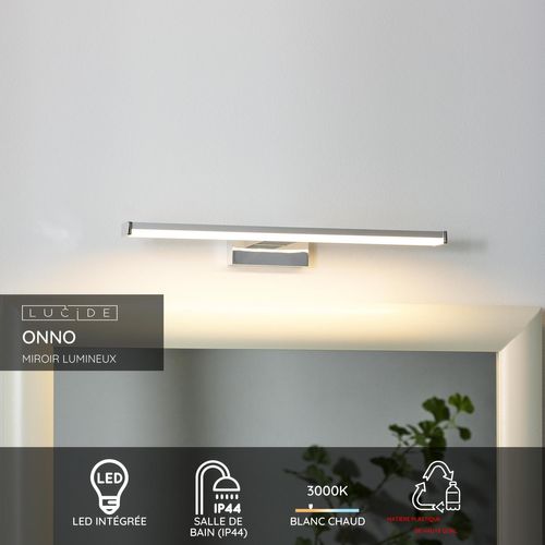 Onno Miroir Lumineux - Chrome Dépoli - LED Intégré