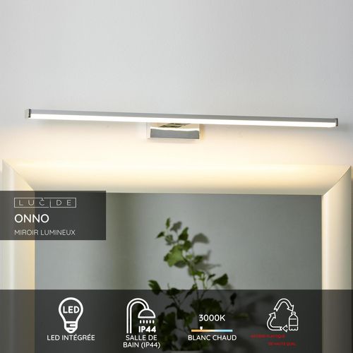 Onno Miroir Lumineux - Chrome Dépoli - LED Intégré