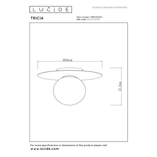 Tricia Plafonnier - Or Mat / Laiton - 1xe27