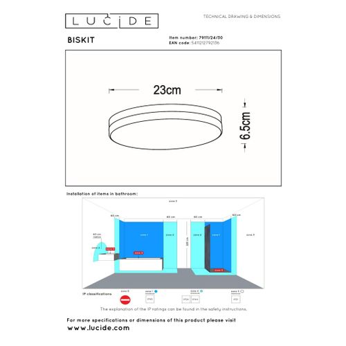 Biskit Plafonnier - Noir - LED Intégré