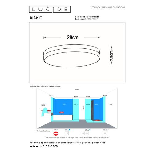 Biskit Plafonnier - Blanc - LED Intégré