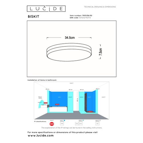 Biskit Plafonnier - Noir - LED Intégré
