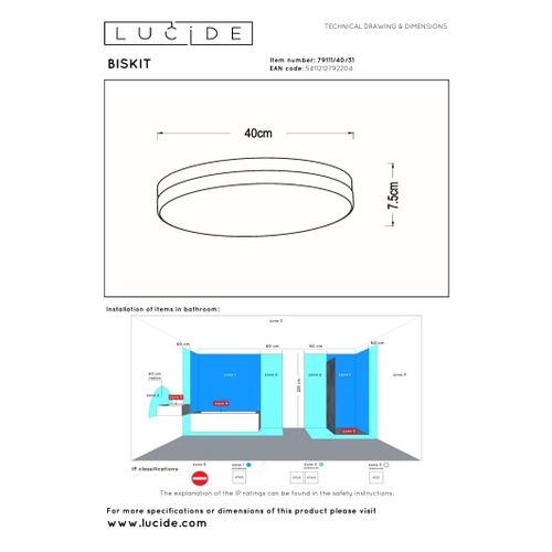 Biskit Plafonnier - Blanc - LED Intégré