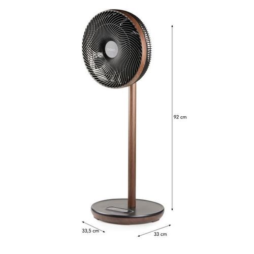 Ventilateur Sur Pied - 26 W - Bois - Eco Consommation - Silencieux - 9 Vitesses - Affichage LED