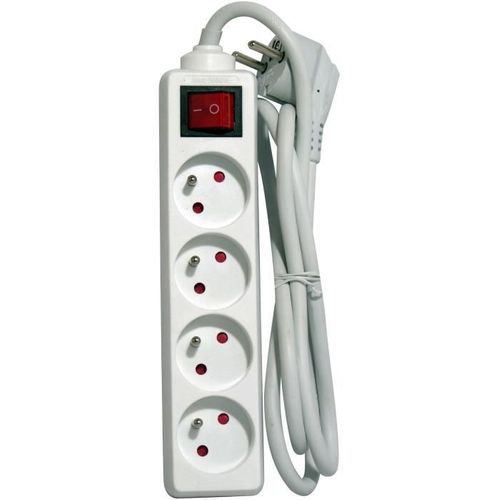 Bloc Avec Cordon 1,5m Et Interrupteur - 4 X 16 à - Blanc - E