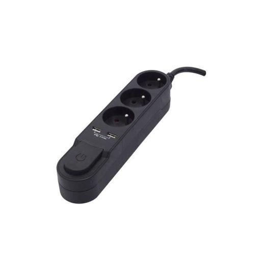 Chacon Bloc Multiprise Avec Interrupteur 3 Prises 16 à Et 2 Sorties USB 2a, Câble 1,5 M