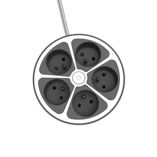 Multiprise Bureau 16a.250v-max 3680w 5x16a Câble 1,5m- Couleur Gris -interrupteur