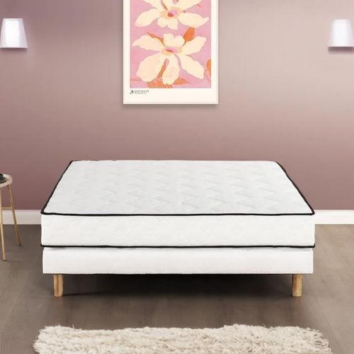 Ensemble Matelas Sommier 160 X 200 Cm Hauteur 24 Cm - Ressorts Ensachés - 7 Zones - Réversible -