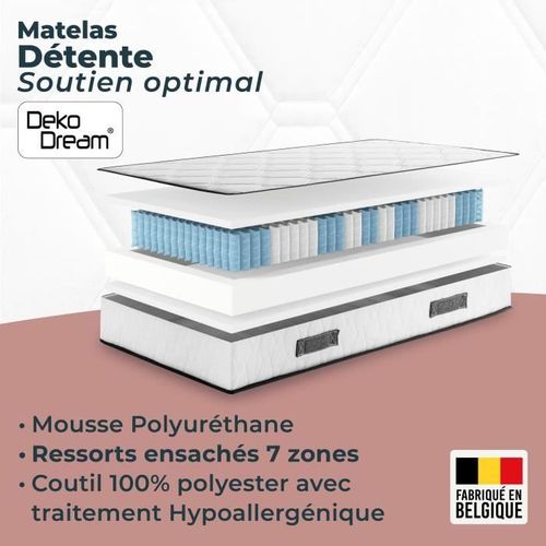 Ensemble Matelas Sommier 160 X 200 Cm Hauteur 24 Cm - Ressorts Ensachés - 7 Zones - Réversible -