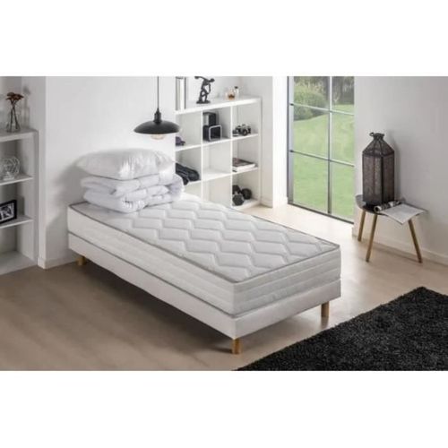 Pack Prêt à Dormir Malin - Matelas + Sommier 90 X 190 Cm + Couette + Oreiller