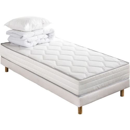 Pack Prêt à Dormir Malin - Matelas + Sommier 90 X 190 Cm + Couette + Oreiller