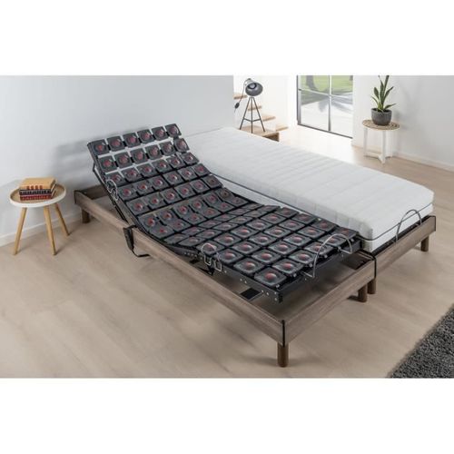 Ensemble Matelas + Sommiers Relaxation Électrique - 2x90x200 Cm - Matelas Ressorts Ensachés - Ergo