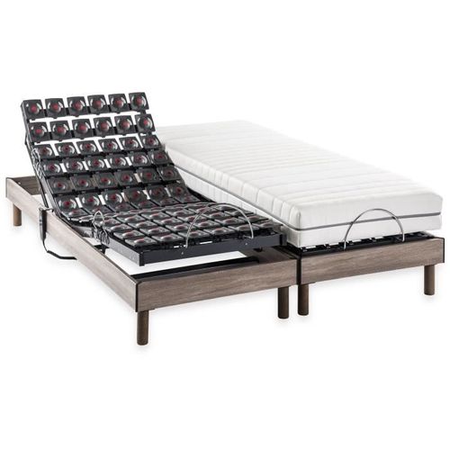Ensemble Matelas + Sommiers Relaxation Électrique - 2x90x200 Cm - Matelas Ressorts Ensachés - Ergo