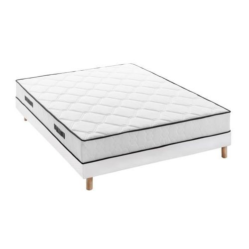 Ensemble Matelas + Sommier 160 X 200 Cm - Ressorts - 7 Zones - 19 Cm - Équilibré - Détente