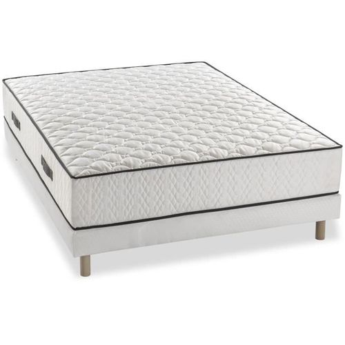 Ensemble Matelas + Sommier 140x200cm - Ressorts - 7 Zones De Confort - 24cm - Equilibré - Détente