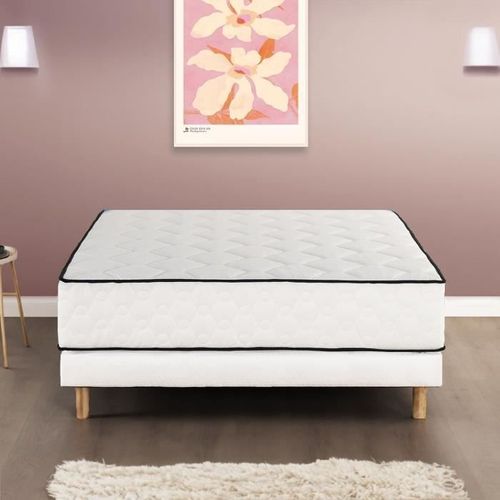 Détente Ensemble Matelas + Sommier 140 X 190 Cm - Ressorts - 7 Zones - 27 Cm - Équilibré