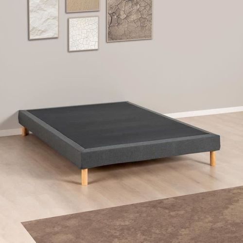 Sommier Tapissier - 160 X 200 Cm - Gris Anthracite - Kit - Eazyx