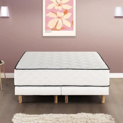 Ensemble Matelas 180x200 Cm + Sommiers 2x90x200 Cm - Ressorts Ensachés - 7 Zones - 27cm - Équilibré