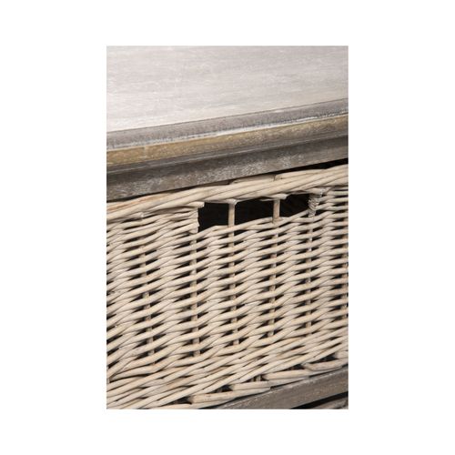 Meuble TV Bas 2 Niches Et 2 Paniers En Osier - Körg