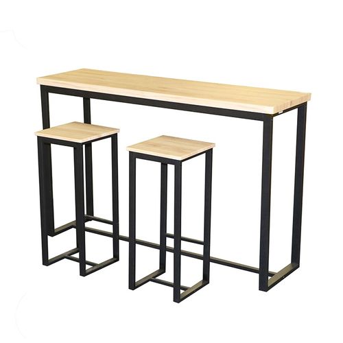 Table De Bar Murale Avec 2 Tabourets Dock - Naturel Clair