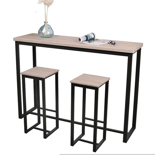 Table De Bar Murale Avec 2 Tabourets Dock - Naturel Clair