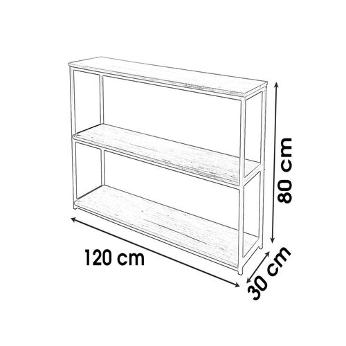 Etagère Bibliothèque Design Industriel Loft - L. 120 X H. 80 Cm - Noir