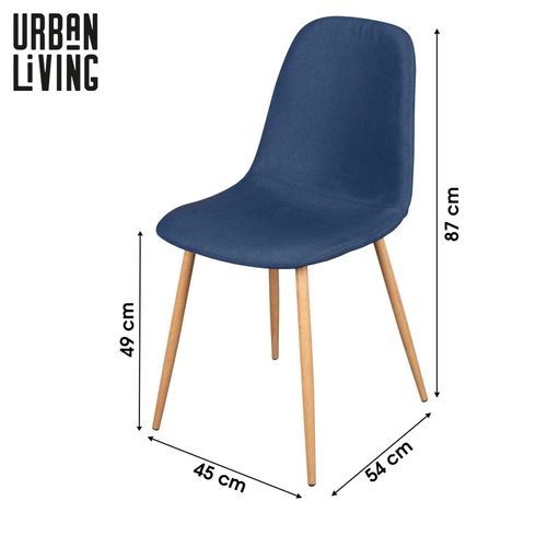 Lot De 4 Chaises En Tissu "oslo" - Bleu - L 54 X L 45 X H 87 Cm