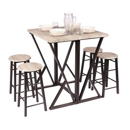 Table Haute Avec Tabourets Design Industriel Dock - 4 Personnes - Noir