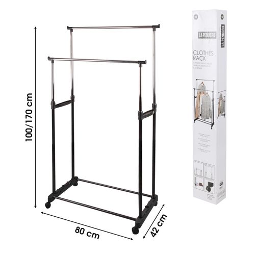 Double Penderie Mobile Pendo - L. 80 X H. 170 Cm - Noir