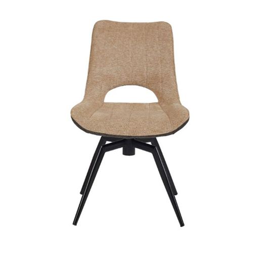 Chaise Tissu Beige Rotative Pieds Métal Noir Stenson