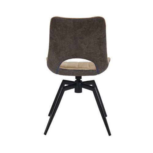 Chaise Tissu Beige Rotative Pieds Métal Noir Stenson