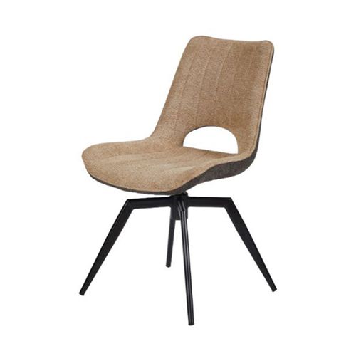 Chaise Tissu Beige Rotative Pieds Métal Noir Stenson