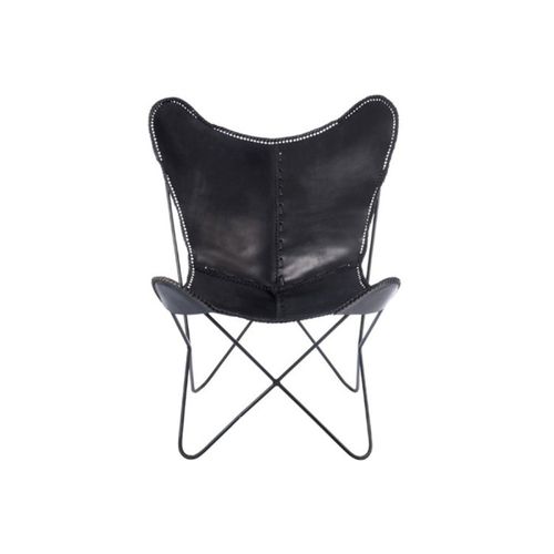 Fauteuil Design En Cuir "papillon" 92cm Noir