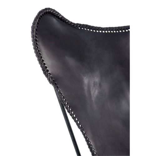 Fauteuil Design En Cuir "papillon" 92cm Noir