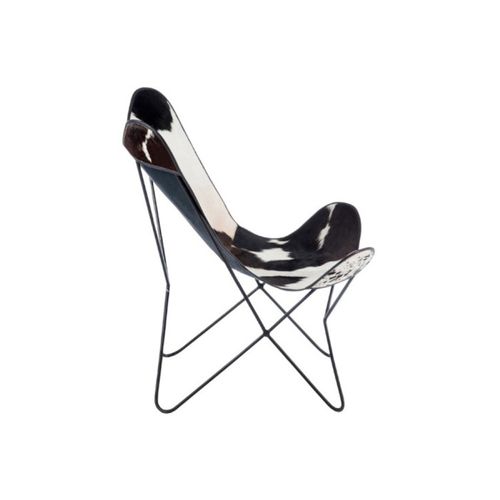 Fauteuil Design Peau De Vache "papillon" 92cm Noir et Blanc