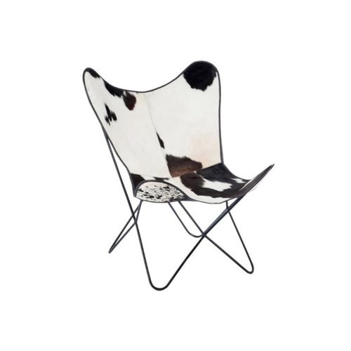Fauteuil Design Peau De Vache "papillon" 92cm Noir et Blanc