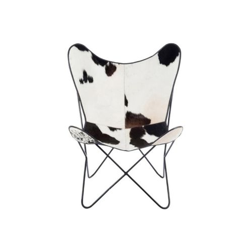 Fauteuil Design Peau De Vache "papillon" 92cm Noir et Blanc