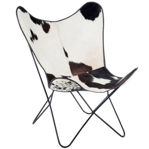 Fauteuil Design Peau De Vache "papillon" 92cm Noir et Blanc