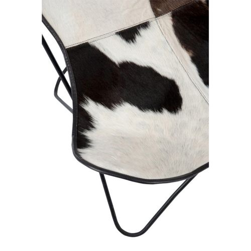 Fauteuil Design Peau De Vache "papillon" 92cm Noir et Blanc