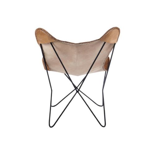 Fauteuil Design En Cuir "papillon" 73cm Marron