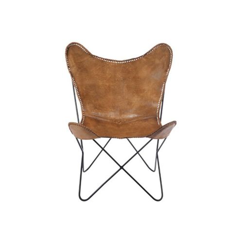 Fauteuil Design En Cuir "papillon" 73cm Marron