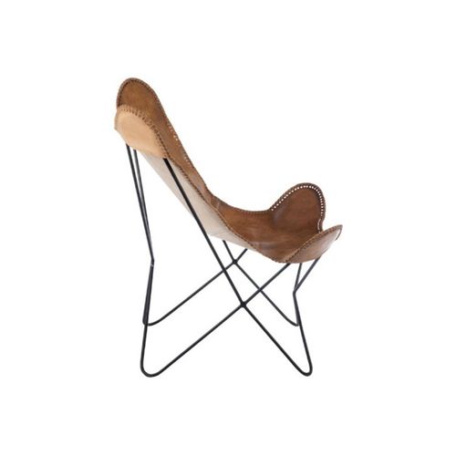 Fauteuil Design En Cuir "papillon" 73cm Marron