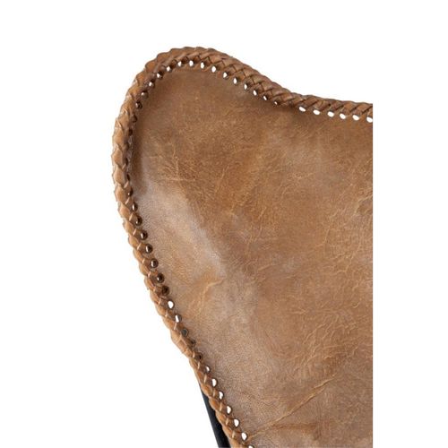 Fauteuil Design En Cuir "papillon" 73cm Marron