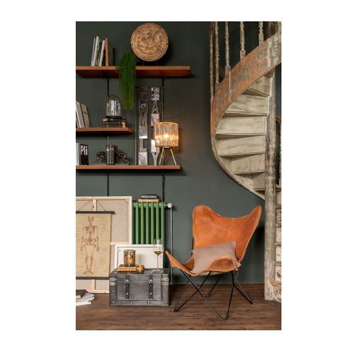 Fauteuil Design En Cuir "papillon" 73cm Marron