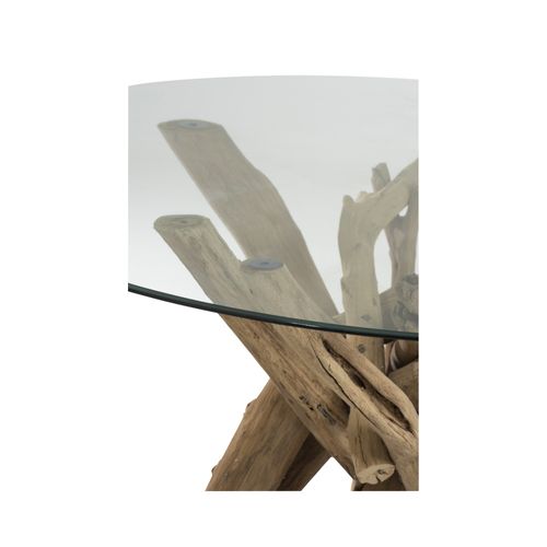 Table Ronde En Verre Et Bois Flotté - Noé